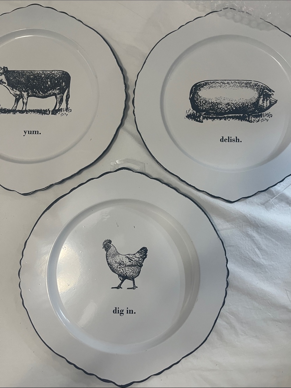 Hobby Lobby White and Black 3 Piece Farm Animal Plate Wall Decor